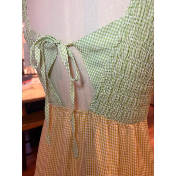 NWT Davi & Dani Colorblock Gingham Maxi Dress Tiered Sundress Medium - Picture 4 of 7
